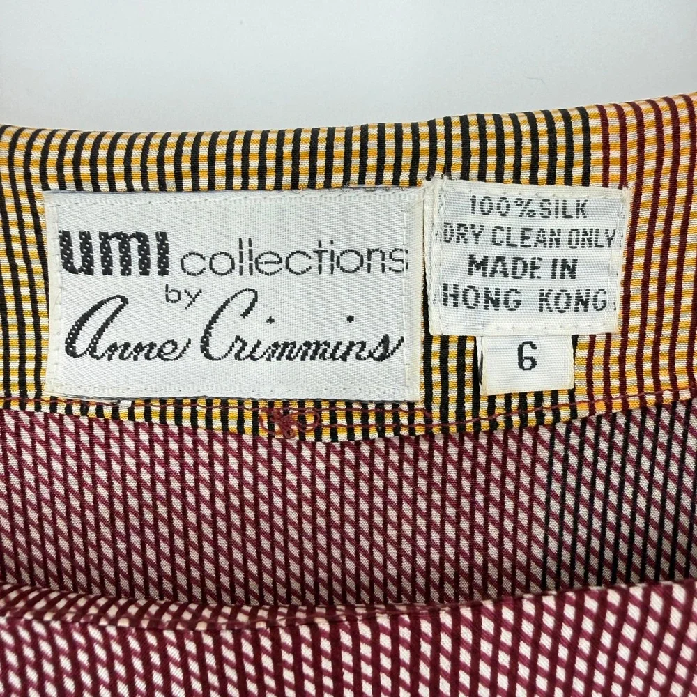 UMI Collections Anne Crimmins Silk Plaid Midi Dress Women 6 Multicolor VTG